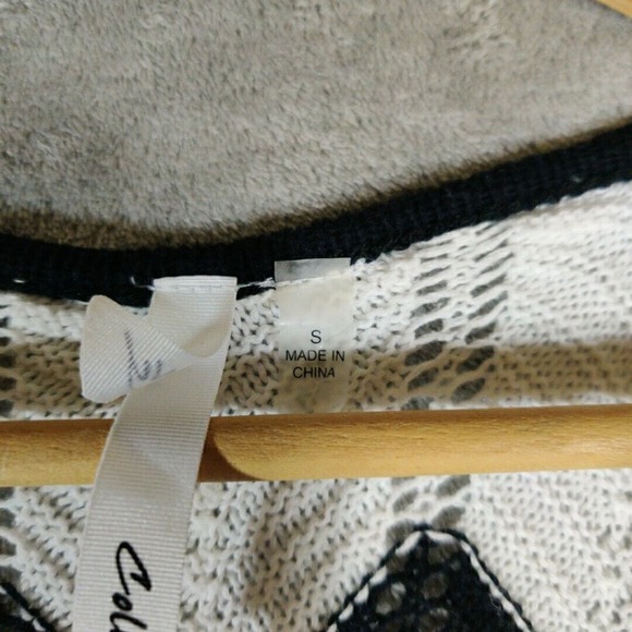 NY Collection Sweater Womens Small Long Black/White‎ Open Front Cardigan - Picture 2 of 7